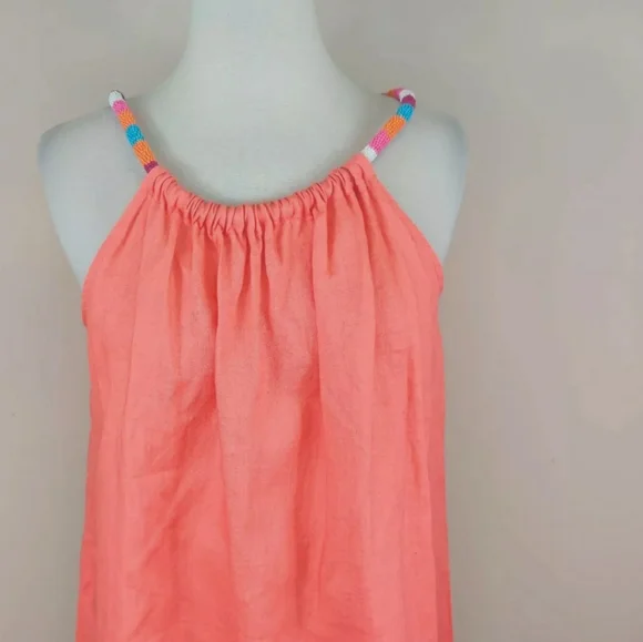 🏝 St Tropez west coral linen dress size small 🦀 - Picture 2 of 8